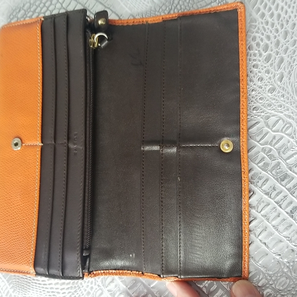 LOEWE FRONT FLAP  WALLET IN TANGERINE CALFSKIN - Picture 6 of 11